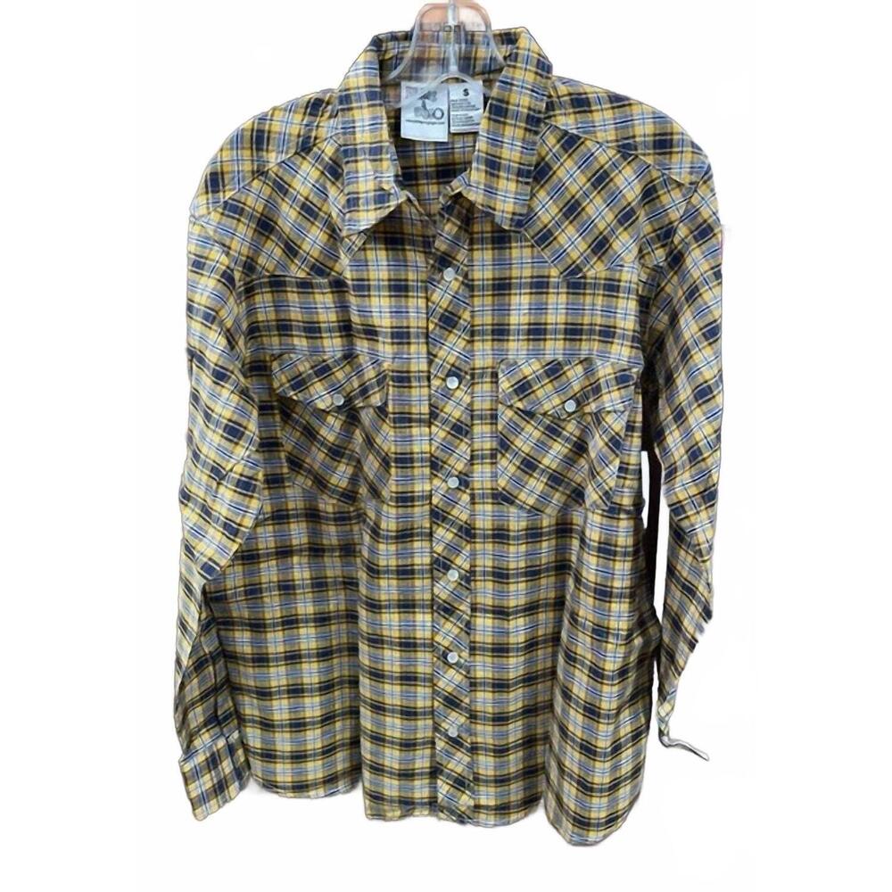 NEW BLING A GOGO women's plaid western shirt in yellow
